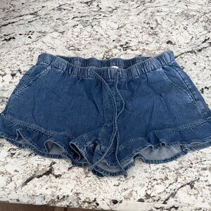 Blue Denim Women's American Eagle Ruffles Shorts. Run extremely large.